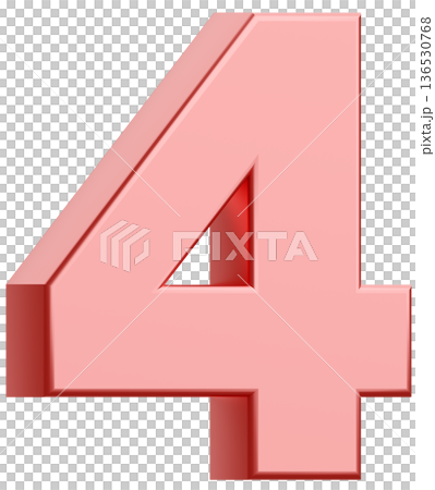 3D素材_数字_4_メタリック_ピンク 136530768