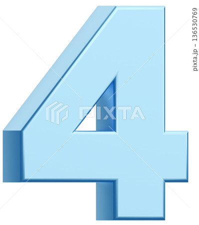 3D素材_数字_4_メタリック_水色 3D素材_数字_4_メタリック_水色 136530769