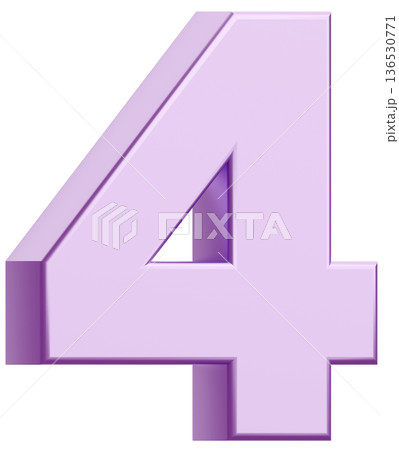 3D素材_数字_4_メタリック_紫 136530771