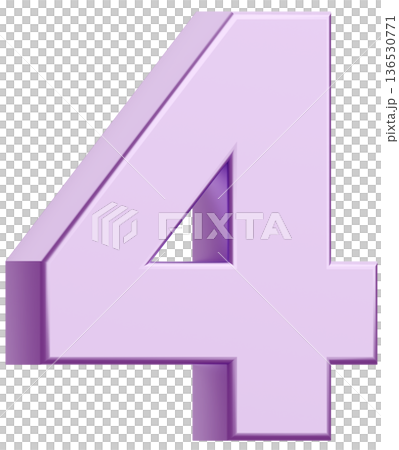 3D素材_数字_4_メタリック_紫 136530771
