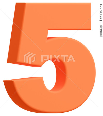 3D素材_数字_5_オレンジ 136530774
