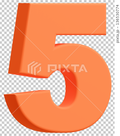 3D素材_数字_5_オレンジ 136530774
