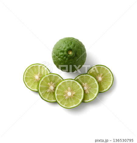 Kaffir lime vegetable Whole Fruit with Fan Slices 136530795