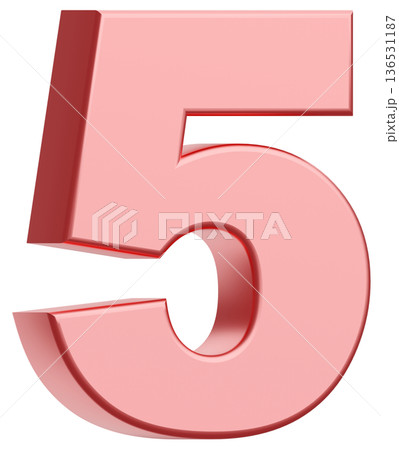 3D素材_数字_5_メタリック_ピンク 3D素材_数字_5_メタリック_ピンク 136531187