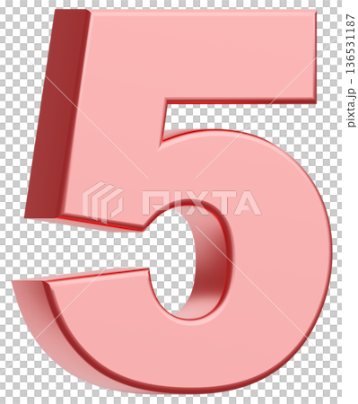 3D素材_数字_5_メタリック_ピンク 3D素材_数字_5_メタリック_ピンク 136531187