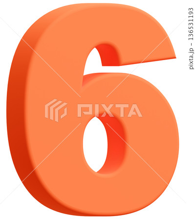 3D素材_数字_6_オレンジ 136531193