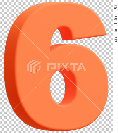 3D素材_数字_6_オレンジ 136531193
