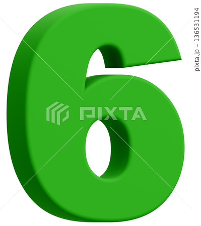 3D素材_数字_6_緑 136531194