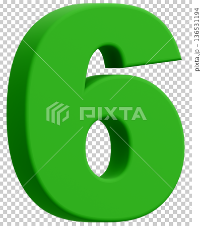 3D素材_数字_6_緑 136531194