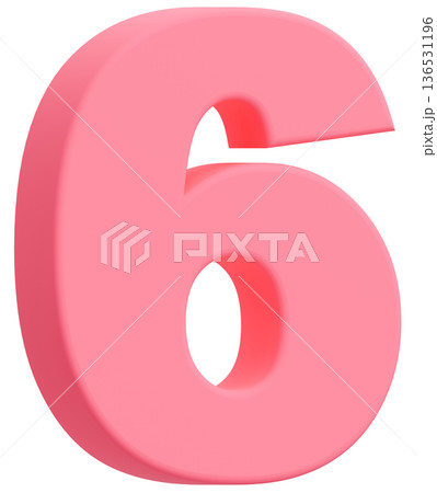 3D素材_数字_6_ピンク 136531196