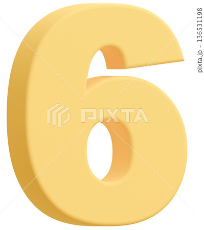 3D素材_数字_6_黄色 136531198