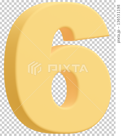 3D素材_数字_6_黄色 136531198