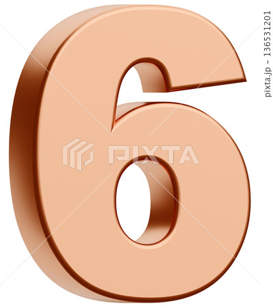 3D素材_数字_6_メタリック_金 3D素材_数字_6_メタリック_金 136531201