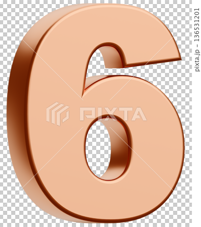 3D素材_数字_6_メタリック_金 3D素材_数字_6_メタリック_金 136531201