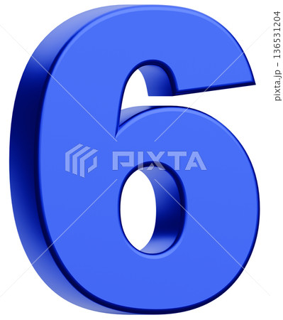 3D素材_数字_6_メタリック_青 136531204