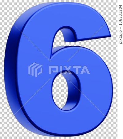 3D素材_数字_6_メタリック_青 136531204