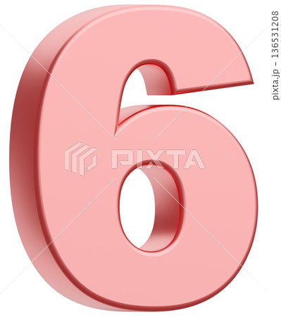 3D素材_数字_6_メタリック_ピンク 136531208