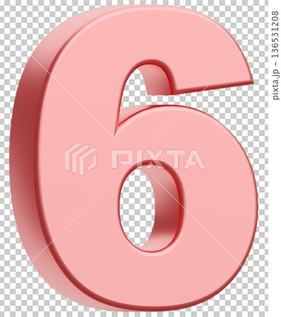 3D素材_数字_6_メタリック_ピンク 136531208