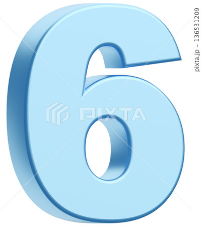 3D素材_数字_6_メタリック_水色 3D素材_数字_6_メタリック_水色 136531209