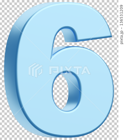3D素材_数字_6_メタリック_水色 3D素材_数字_6_メタリック_水色 136531209