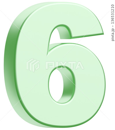 3D素材_数字_6_メタリック_黄緑 136531210