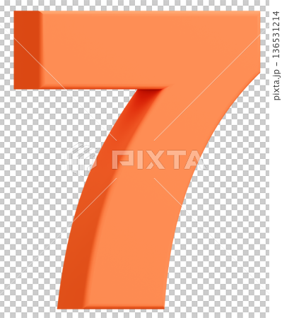 3D素材_数字_7_オレンジ 3D素材_数字_7_オレンジ 136531214