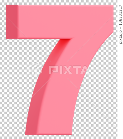 3D素材_数字_7_ピンク 136531217