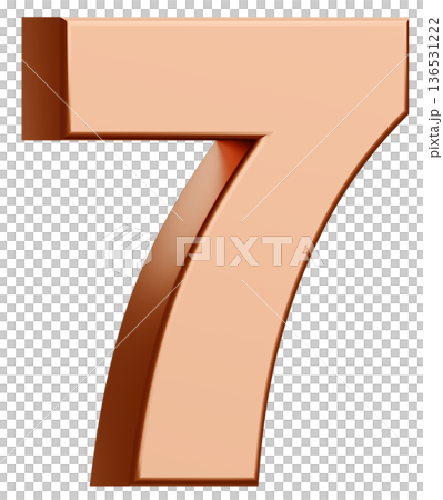 3D素材_数字_7_メタリック_金 136531222