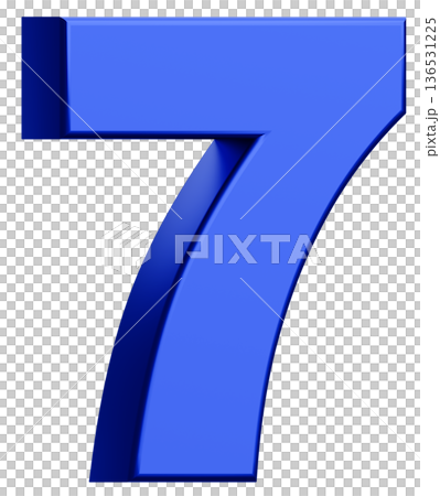 3D素材_数字_7_メタリック_青 136531225