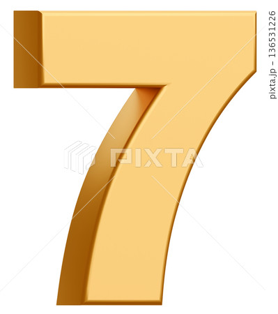 3D素材_数字_7_メタリック_黄色 136531226