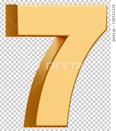 3D素材_数字_7_メタリック_黄色 136531226