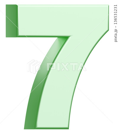 3D素材_数字_7_メタリック_黄緑 136531231