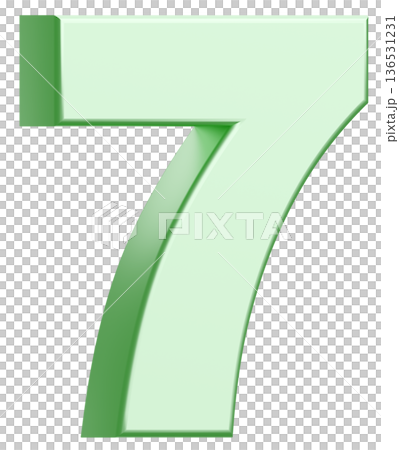 3D素材_数字_7_メタリック_黄緑 136531231