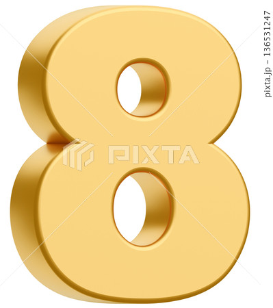 3D素材_数字_8_メタリック_黄色 136531247