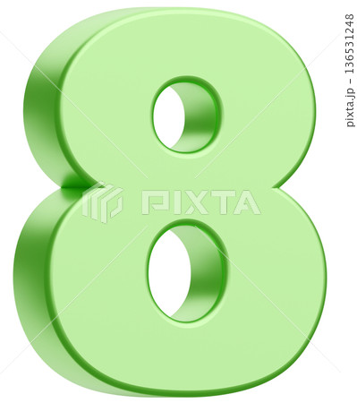 3D素材_数字_8_メタリック_緑 3D素材_数字_8_メタリック_緑 136531248
