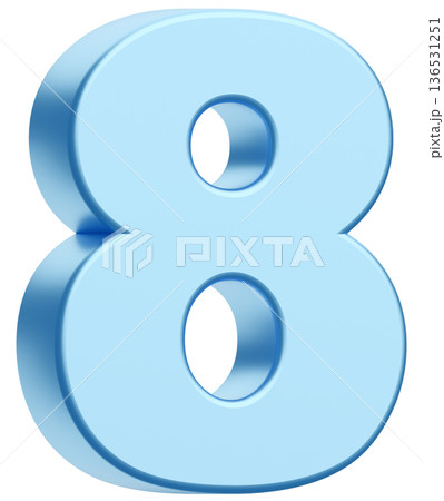 3D素材_数字_8_メタリック_水色 136531251