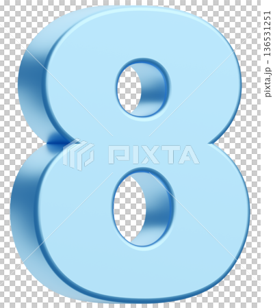 3D素材_数字_8_メタリック_水色 136531251