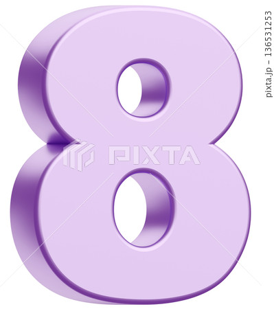 3D素材_数字_8_メタリック_紫 136531253
