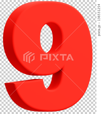 3D material_number_9_red 136531254