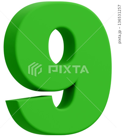 3D素材_数字_9_緑 136531257
