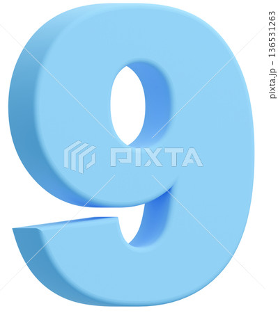 3D素材_数字_9_水色 136531263