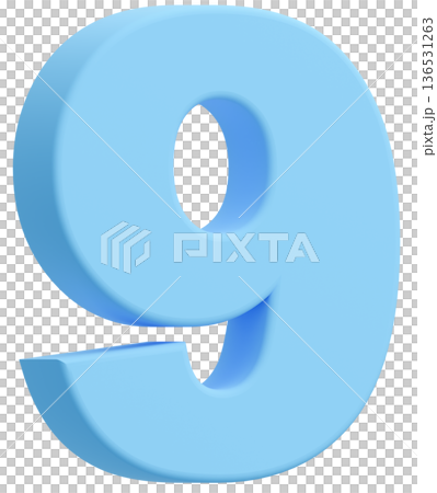 3D素材_数字_9_水色 136531263