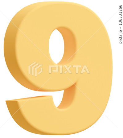 3D素材_数字_9_黄色 136531266
