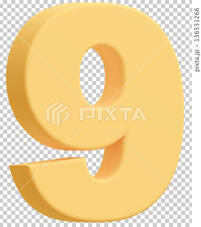 3D素材_数字_9_黄色 136531266