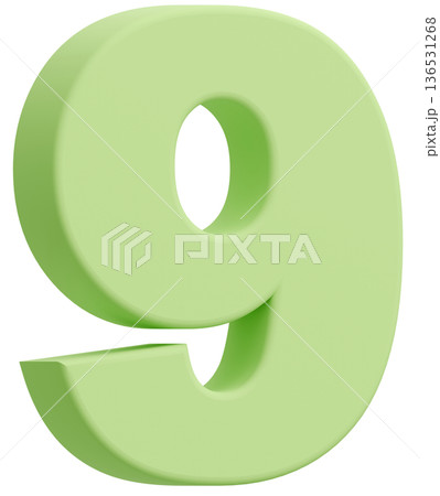 3D素材_数字_9_黄緑 136531268