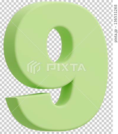 3D素材_数字_9_黄緑 136531268