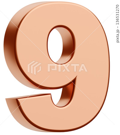 3D素材_数字_9_メタリック_金 136531270