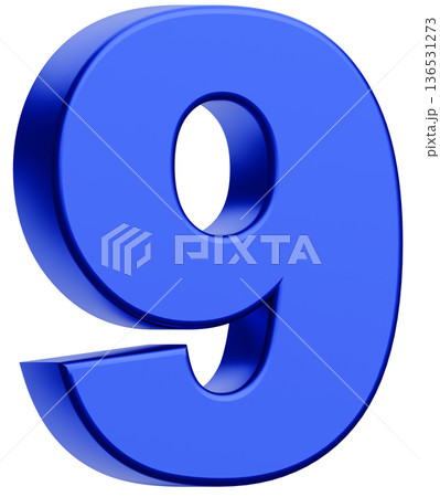 3D素材_数字_9_メタリック_青 3D素材_数字_9_メタリック_青 136531273