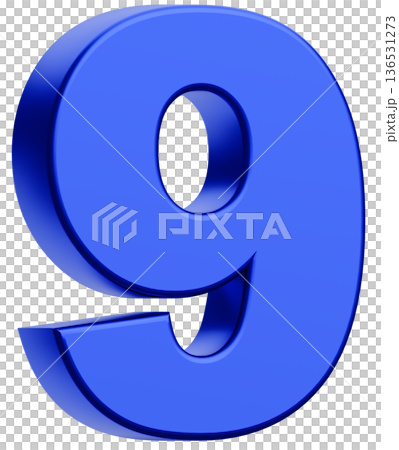 3D素材_数字_9_メタリック_青 3D素材_数字_9_メタリック_青 136531273