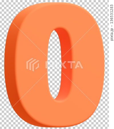 3D素材_数字_0_オレンジ 136531283